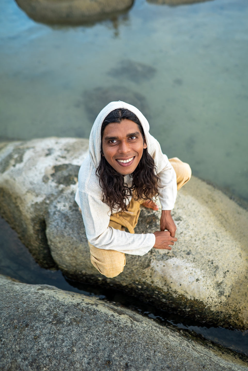 Full Sleeve Top with Hood - Unisex - Hemp - Natural White