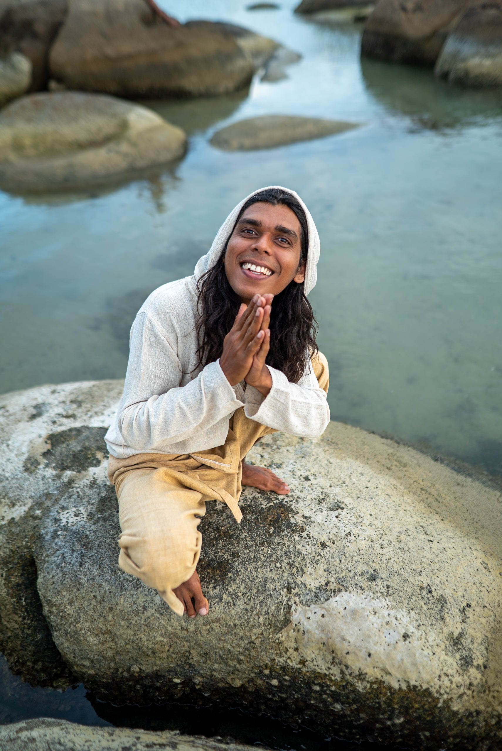 Full Sleeve Top with Hood - Unisex - Hemp - Natural White