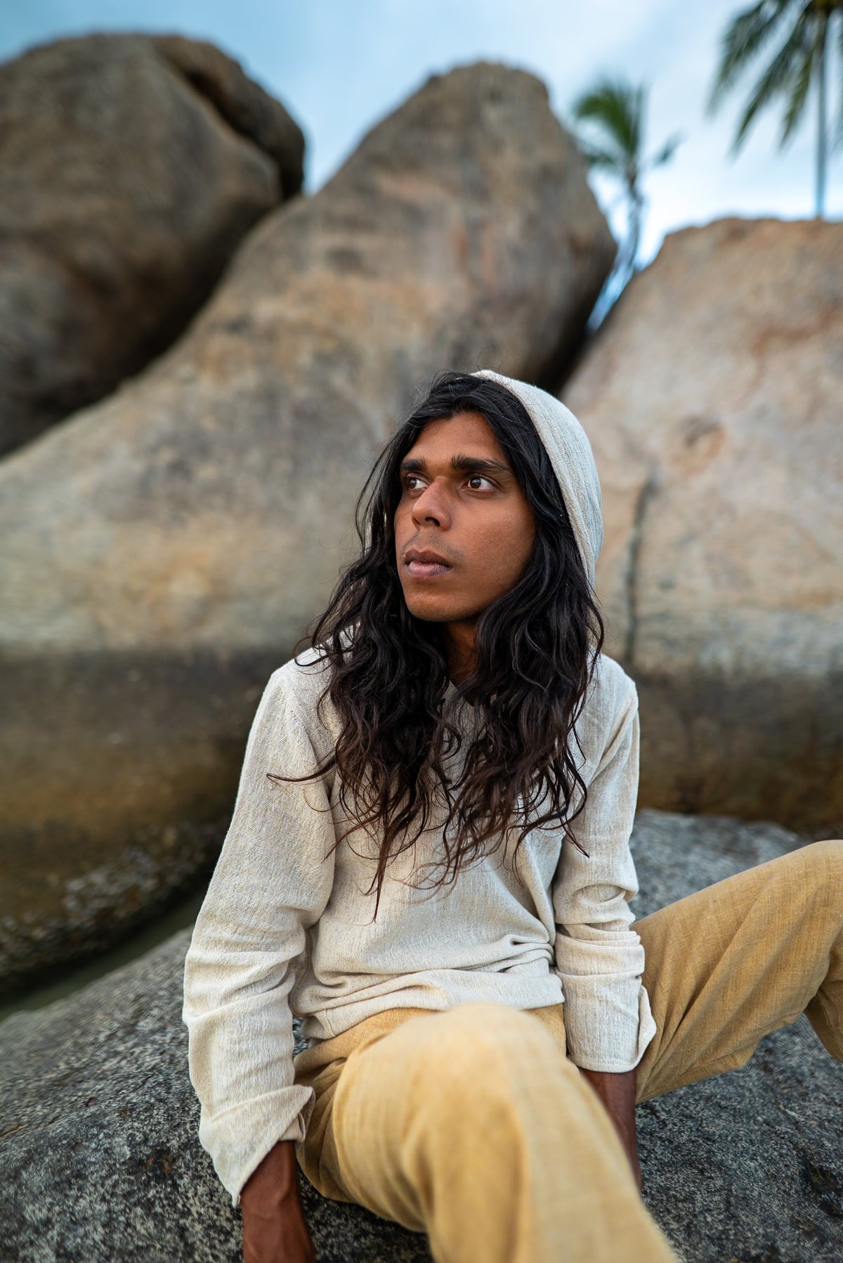Full Sleeve Top with Hood - Unisex - Hemp - Natural White