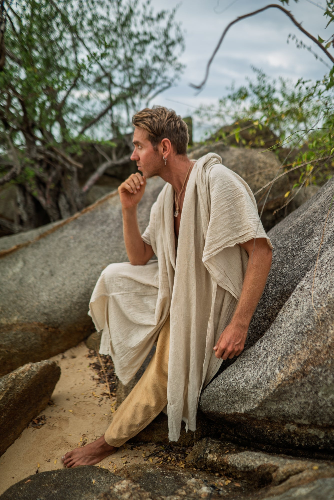 Sage - Open Hooded Cloak - Hemp Cotton