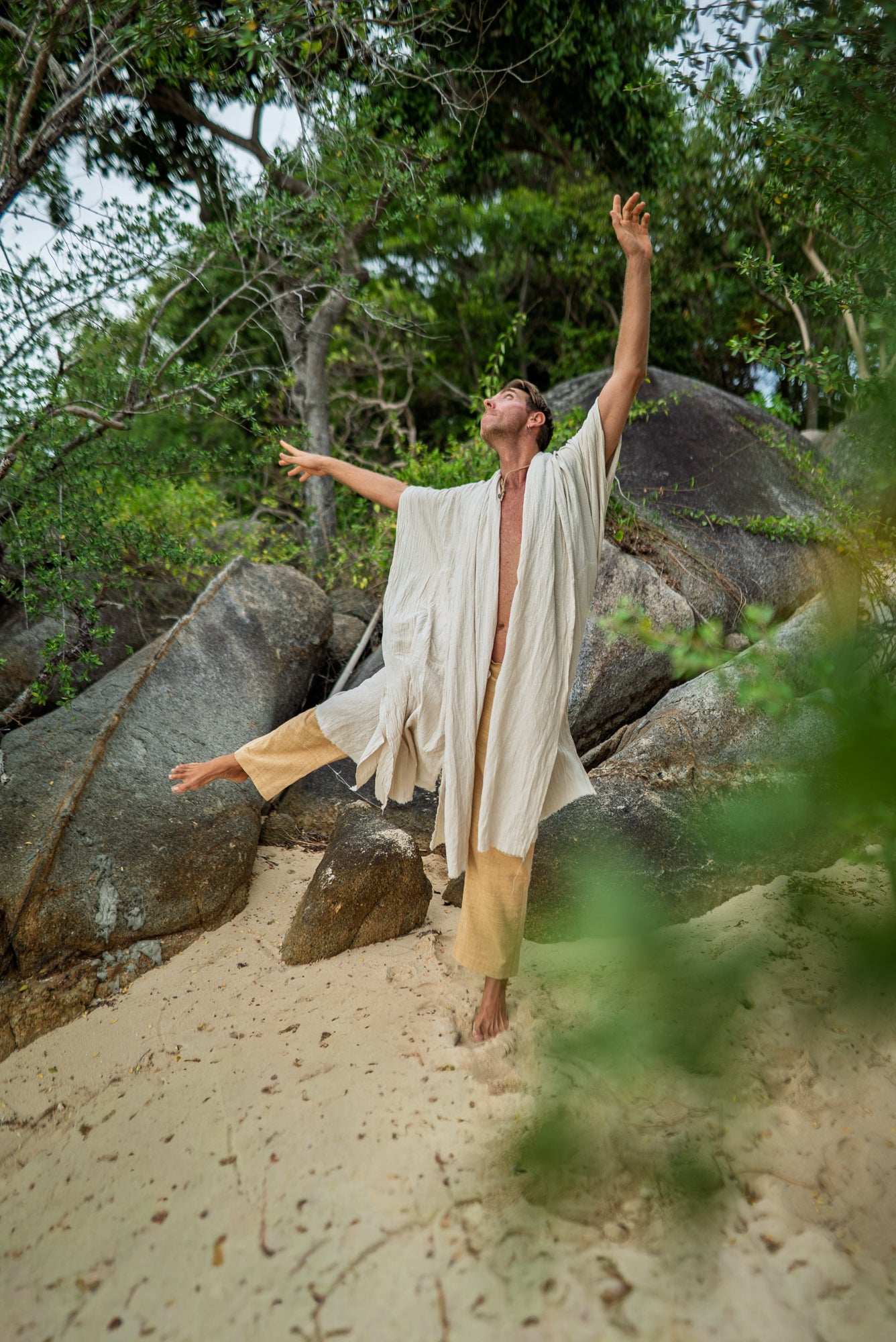 Sage - Open Hooded Cloak - Hemp Cotton