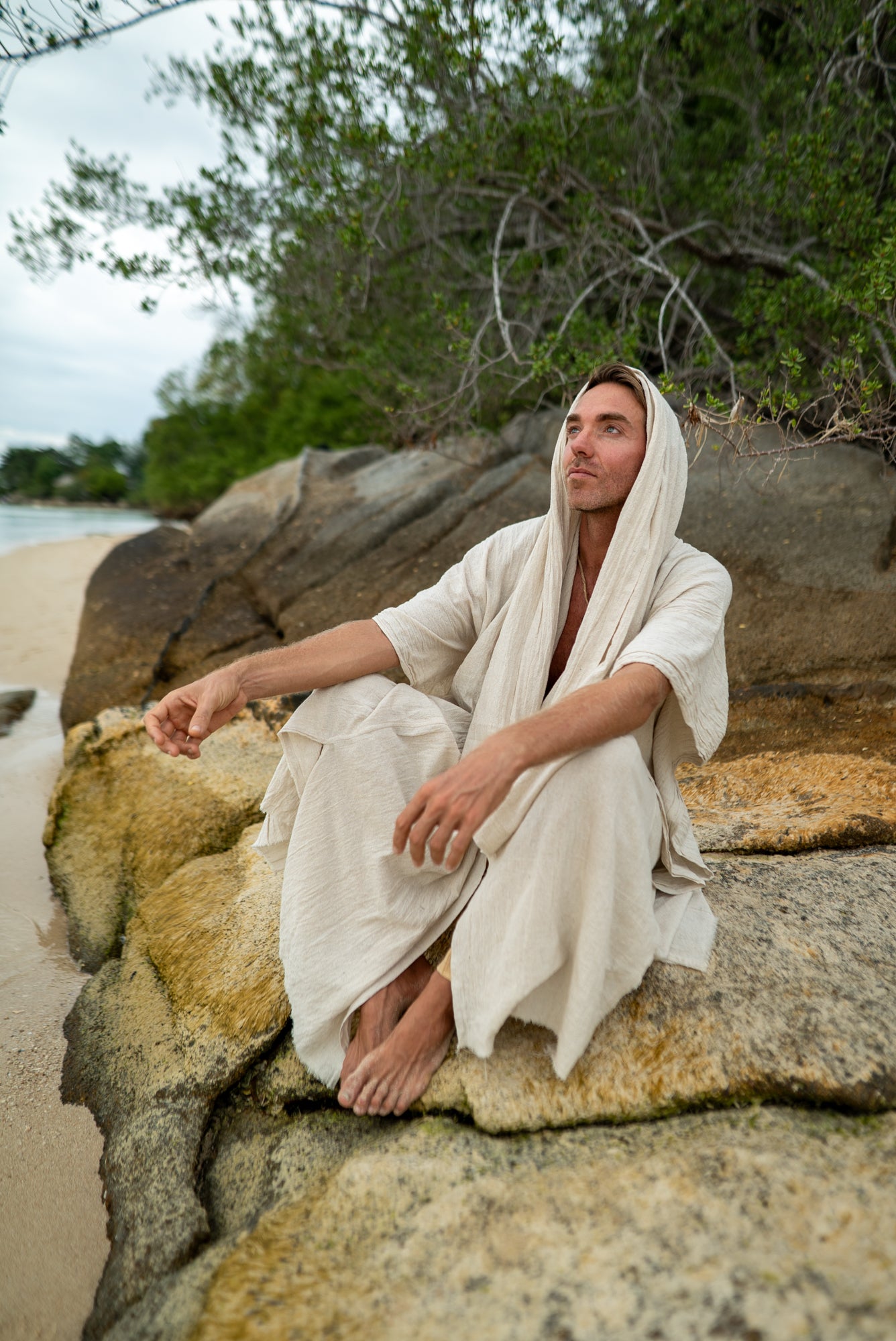 Sage - Open Hooded Cloak - Hemp Cotton