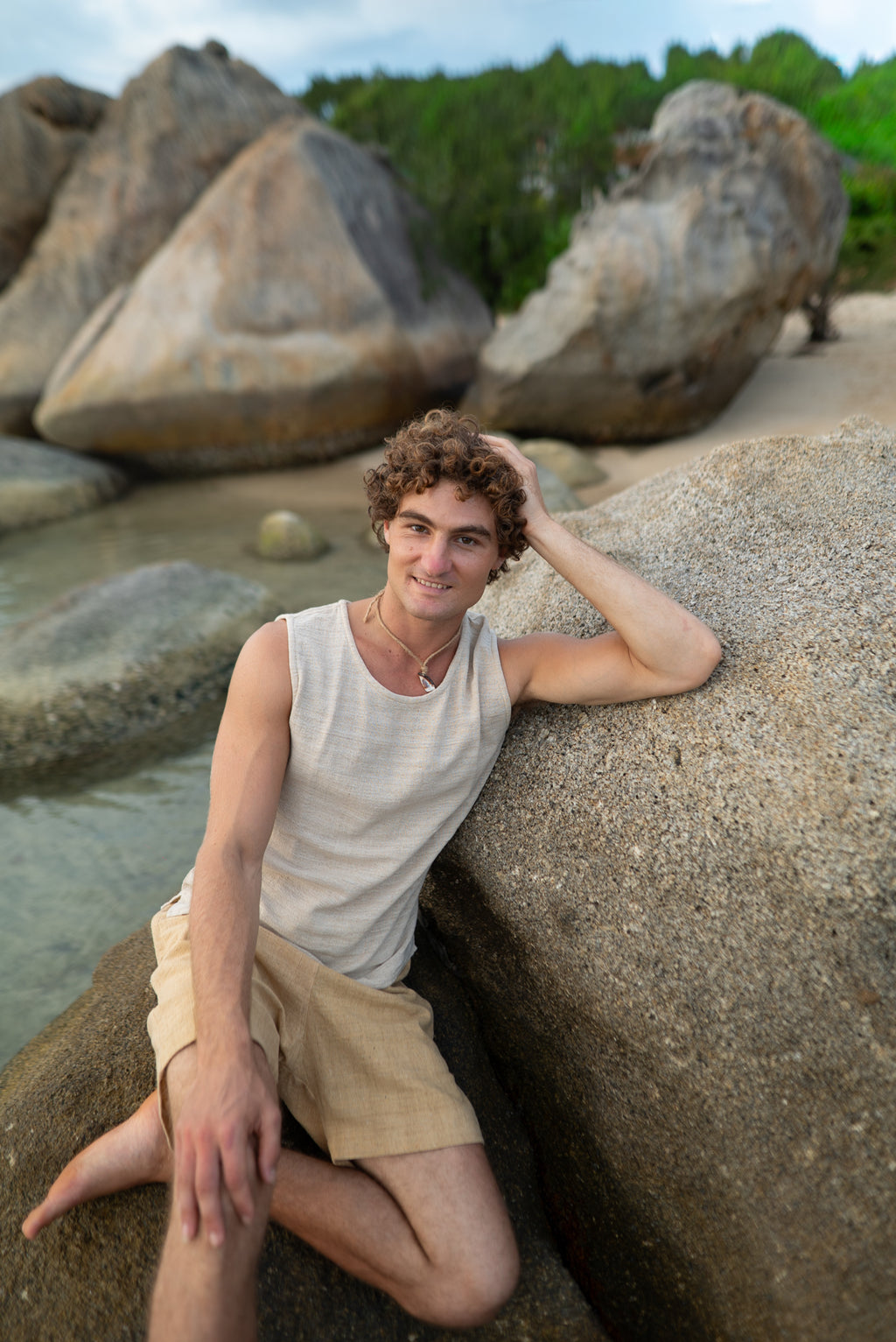 Sleeveless Top - Hemp - Natural White